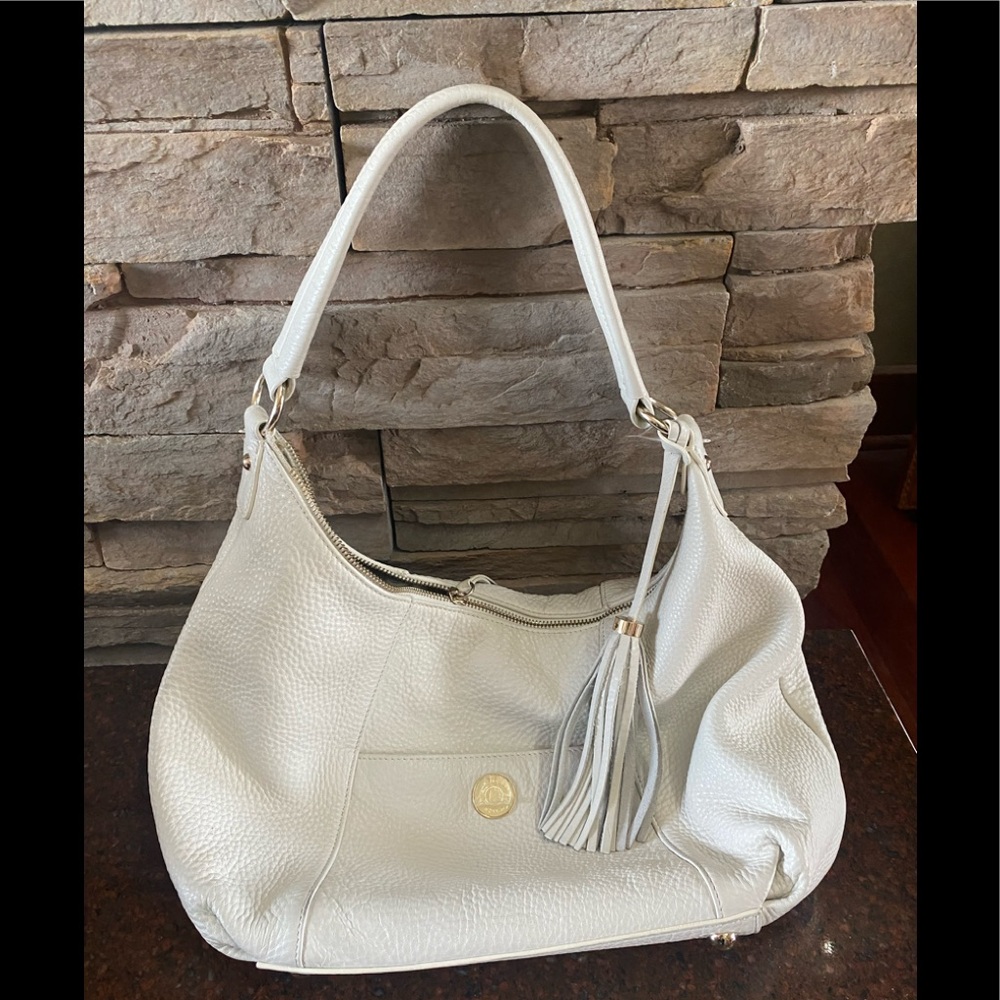 Isaac Mizrahi Off White Pebbled Leather
